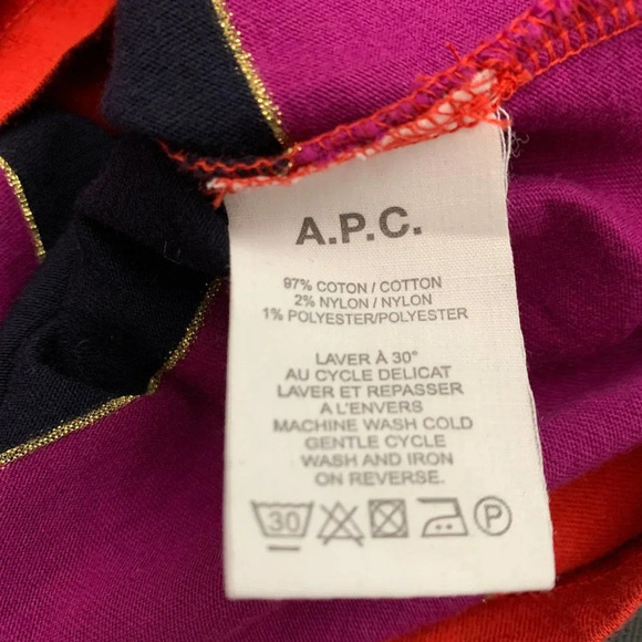 APC A.P.C Millbrook T-Shirt Top Short Sleeve Striped Orange Purple Blue Size XS - Picture 11 of 11